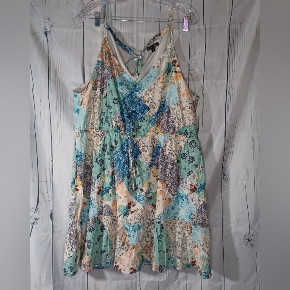 As U Wish Floral Patchwork Boho Mini Spaghetti Strap Vacation Casual Sundress